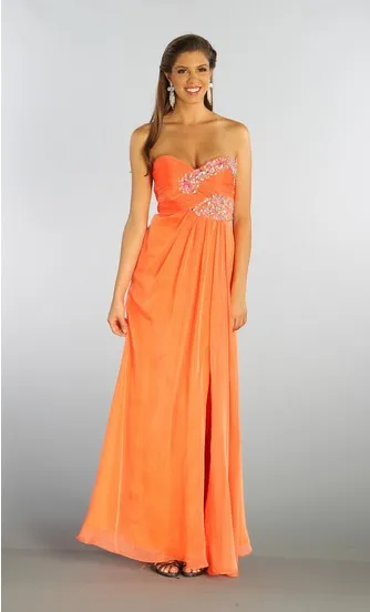 Зеленый платья pageant платья для женщин vestidos formales длинные бальные платья кристалл бисера Homecoming Платья - Цвет: Оранжевый