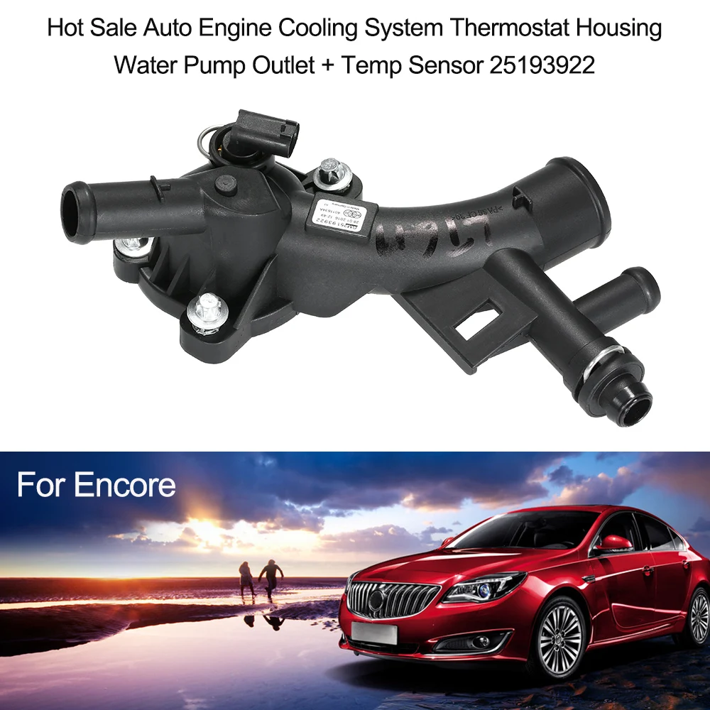 Auto Engine Cooling System Thermostat Housing Water Pump Outlet + Temp