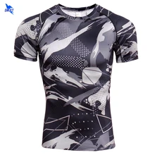 Новые Base Слои камуфляжная футболка Фитнес колготки быстросохнущая камуфляж спортивные майки топики и футболка для кроссфита спортивная одежда