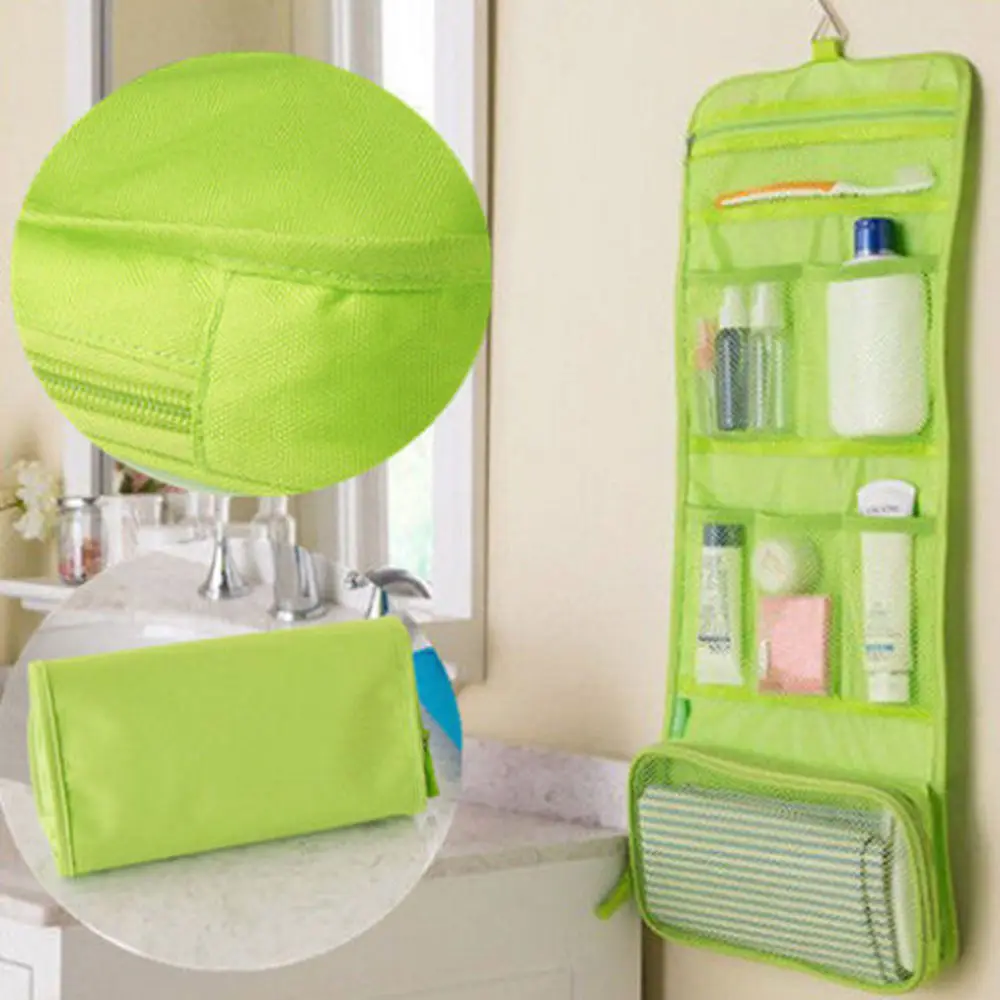 

Foldable Travel Toiletry Pouch Wall Hanging Makeup Storage Case Bags Organizer
