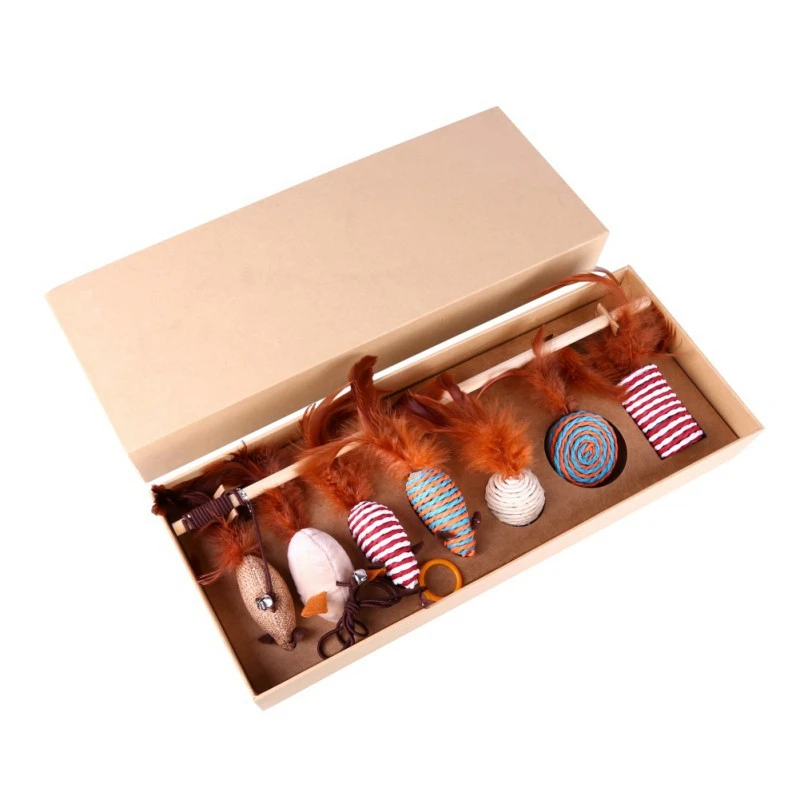 Cat Interactive Toys Set Bell Feather Funny Cat Stick