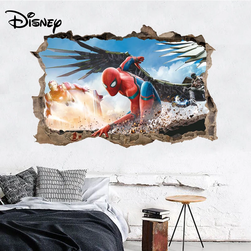 Disney new 3d Spider-man wall stickers children's room bedroom wall decoration stickers