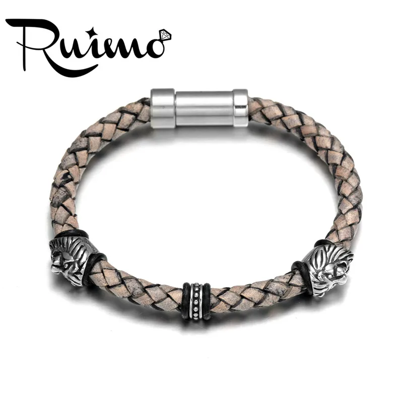 Браслет RUIMO Lion из нержавеющей стали 316l браслет с животными кожаный ювелирные