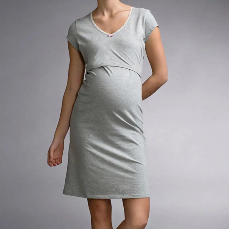 

Women Maternity Dress nursing dress Breastfeeding Casual Knee Length Pregnant Dress Soft Mama Pregnancy Clothing