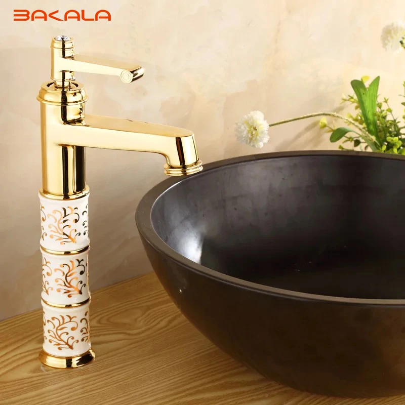 BAKALA/Дека для ванной комнаты из латуни и керамический кран Ванная комната бассейна кран смесителя золото раковина кран для ванной кран для раковины, кран для раковины, кран B1040M