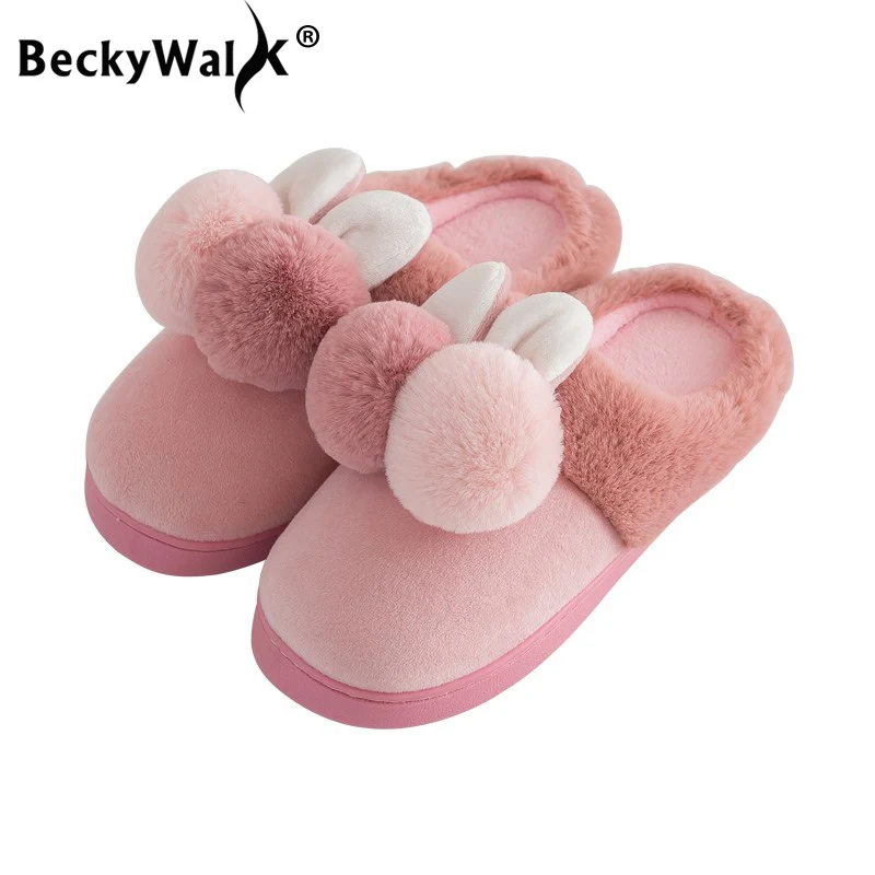 

BeckyWalk Children Cotton Slippers Winter Girls Baby Cartoon Indoor Shoes Boys Warm Non-slip Home Slippers Kids Shoes CSH707