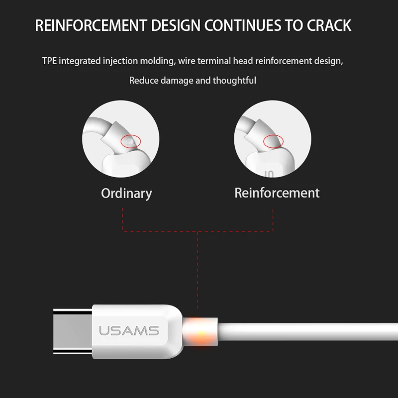 10 шт./лот USAMS USB Type C кабель для Samsung Gaxaly S8 Plus Huawei Xiaomi mi6 mi5 oneplus 5 Кабель зарядного