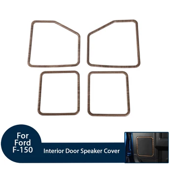 

Car Door Audio Loudspeaker Trim Cover Sticker Wood Grain/Black Wood Grain Decals for Ford F150 2015+ Interior Accessories 4PCS