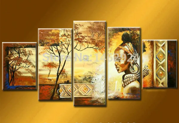 100 handpainted wall art african home decoration landscape oil painting on canvas 5pcs - African Home Decor 100 handpainted wall art african home decoration landscape oil painting on canvas 5pcs - African Home Decor