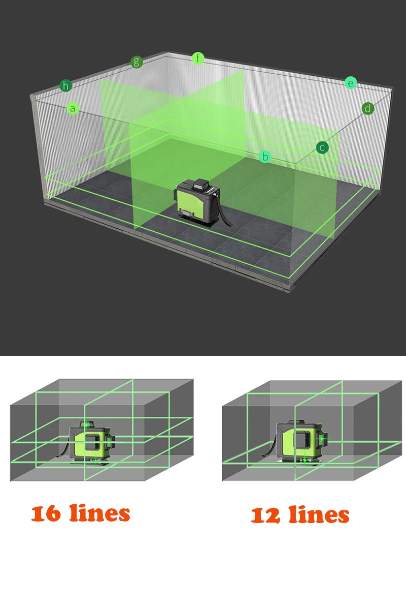16 линия 4D лазерный нивелир 360 в вертикальном и горизонтальном положении лазерный нивелир саморегулирующаяся поперечная линия 4D зеленый лазерный уровень с на открытом воздухе