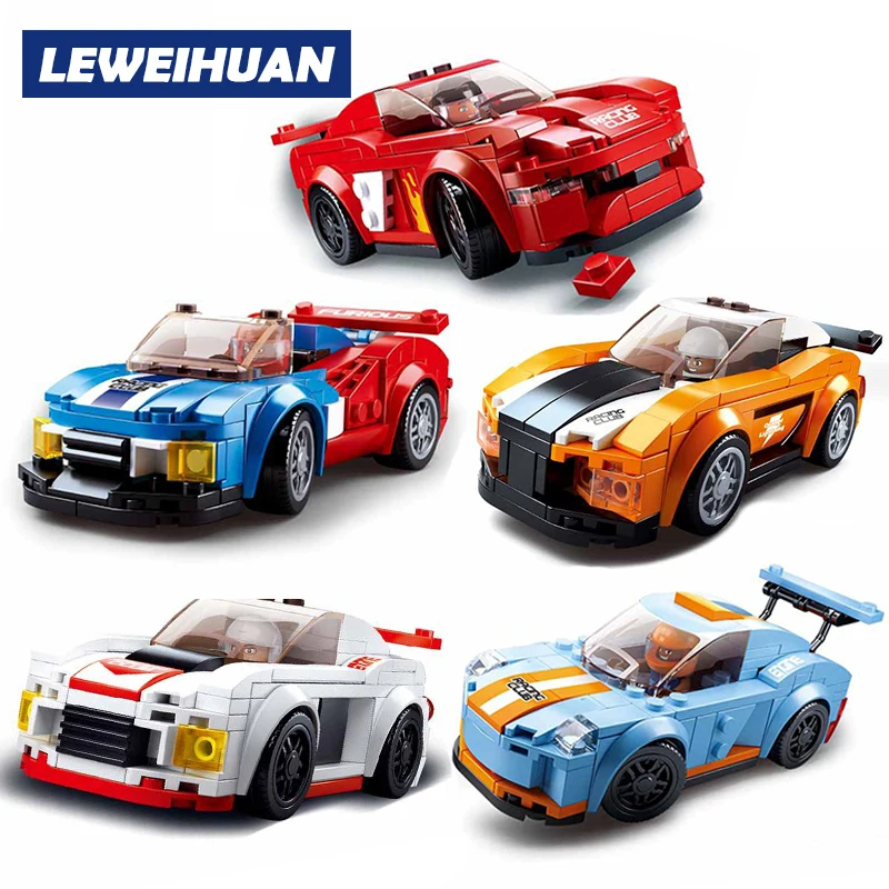 

5 Style Technic Speed Champions Super Car Racing Car Building Blocks Compatible with Legoe Brick Toys For Children