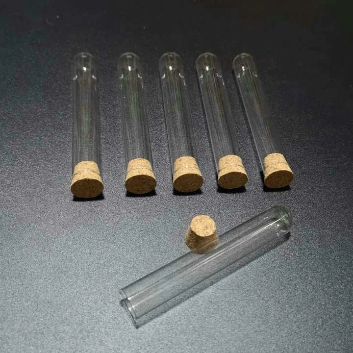 12pcs/lot 12x100mm U shaped bottom Clear Glass test tubes with cork