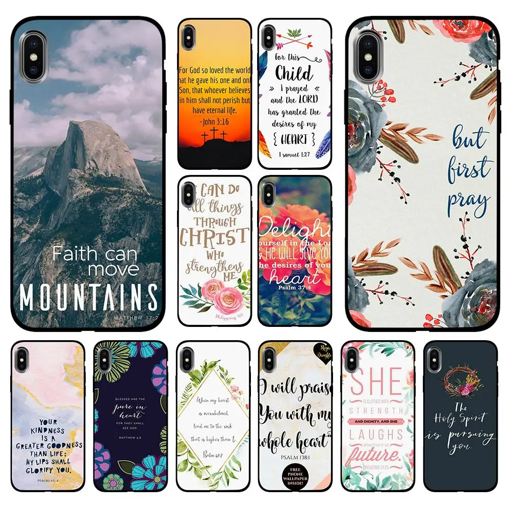 Мягкий чехол из ТПУ с цитатой Библии для Apple iPhone 6 6S 7 8 Plus 5 5S SE X XS MAX XR силиконовые
