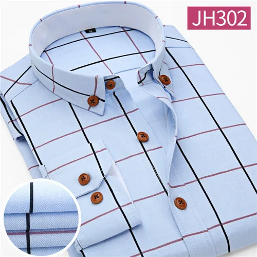 VISADA JAUNA, мужская рубашка в клетку, повседневная, длинный рукав, официальная, брендовая одежда, деловые рубашки, облегающие мужские рубашки - Цвет: JH302