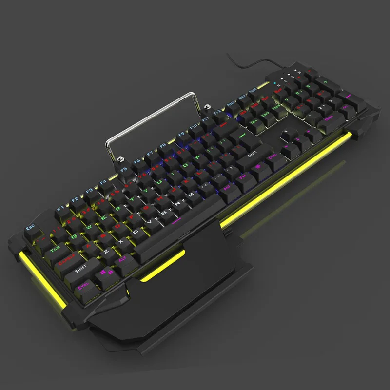FELYBY USB механическая клавиатура с разноцветной подсветкой металлическая игровая