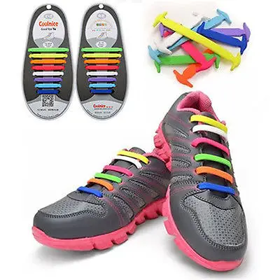 12Pc/Set Fashion Unisex Women Men Athletic Running No Tie Shoelaces Elastic Silicone Shoe Lace All Sneakers Fit Strap No tie