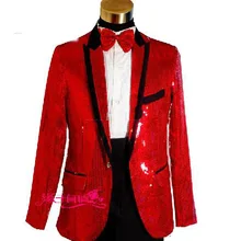 Индивидуальный заказ мужской костюм 4 шт./компл. куртка+ брюки+ галстук-бабочка+ пояс блестки Свадебные смокинги жениха tuxedowedding мужская одежда