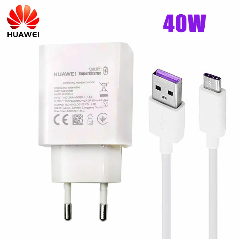 Оригинальный ЕС huawei зарядное устройство supercharge 40 Вт usb адаптер быстрой зарядки