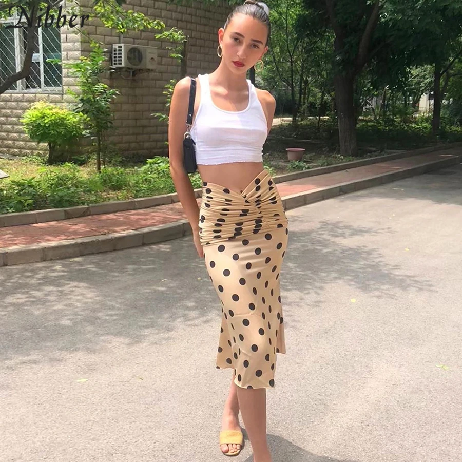

Nibber summer black Silk midi skirts women 2019 fashion party high street casual loose Slim skirts femme Harajuku Elegant skirts