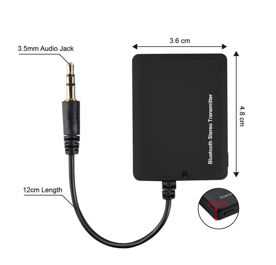 YKSO Bluetooth Transmitter A2DP 3.5mm Jack Stereo Audio Music Dongle Transmitter Receiver Adapter for iPod TV Mp3 Speaker (5)