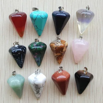 

Wholesale 12pcs/lot Fashion Assorted Natural Stone Pyramis Shape charms Pendants For DIY Necklace jewelry making free shipping