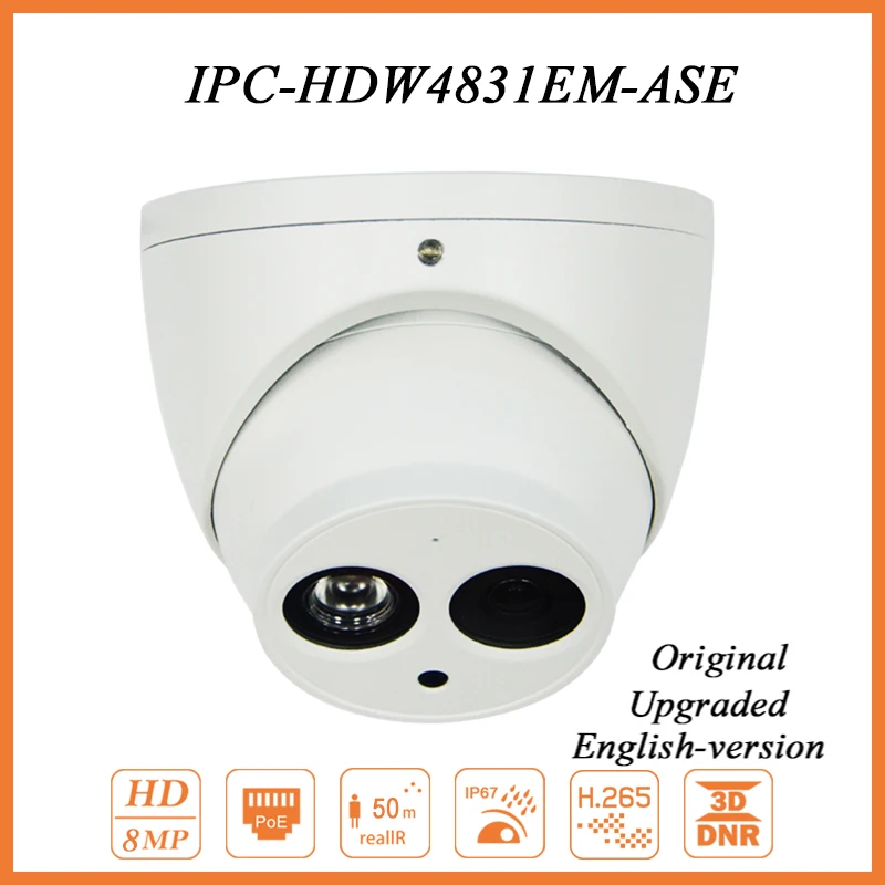DH-IPC-HDW4831EM-ASE 8MP HD Dome Security IP Camera WDR 3D DNR IR 50M with POE H.265 IP67 | Безопасность и защита