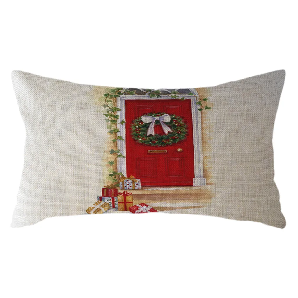 

New Christmas Home Pillowcase Santa Claus Pillow Case Linen 30x50cm Throw Cushion Cover Home Decor Pillow Cover Xmas Ornaments