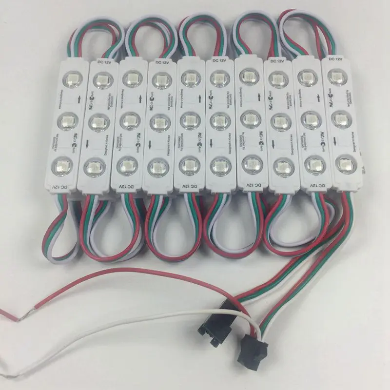 

20pcs/lot DC12V WS2811 5050 RGB LED Module 1.5W Waterproof IP65 Injection led modules with lens Full Color