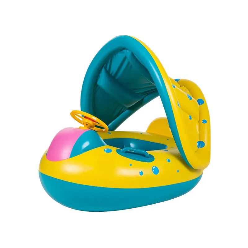 

Kids Swimming Rings Baby Infant Seat Float Boat Safe Inflatable Adjustable Sunshade Infant Swim Pool Toys for Children Toddler