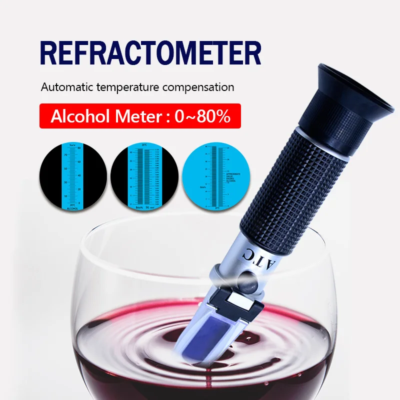 Alcohol refractometer sugar 0~80% Alcoholometer V/V ATC Handheld Tool Hydrometer RZ122 refraktometer alcohol цена Alcohol refractometer sugar 0~80% Alcoholometer V/V ATC Handheld Tool Hydrometer RZ122 refraktometer alcohol цены онлайн