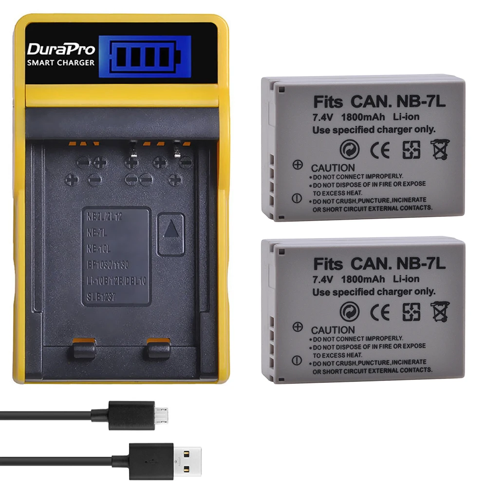DuraPro 1800mAh NB 7L NB7L NB 7L Li ion Battery Charger Set Optional