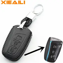 XIEAILI натуральная кожа 3 кнопки Smart Key Fob чехол для hyundai I45/Новый Santafe/Solaris/Tucson/Акцент H150