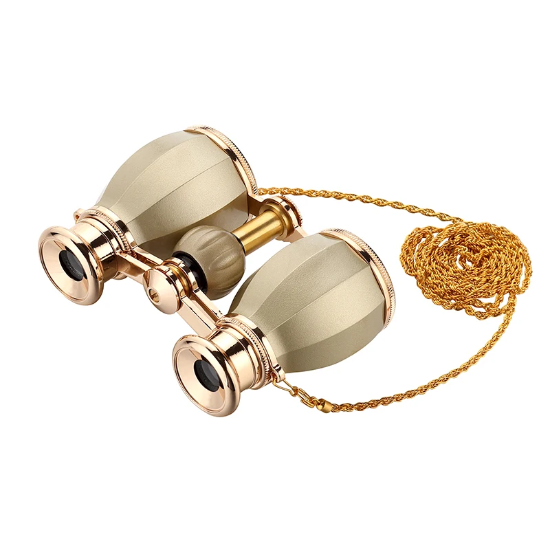 Kopen Nieuwe Stijl Verrekijker Telescoop Opera Bril Gecoat Theater Glas Retro Verrekijker Met Ketting Telescopio Lady Gift Goud Kleur