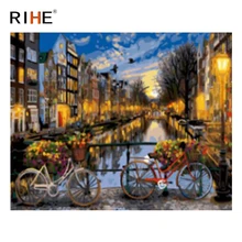 RIHE City RiverDIY картина по номерам, настенная художественная картина для гостиной, настенные картины на холсте, рисунок по номерам 40x50 см