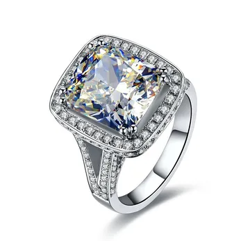 

Solid 585 White Gold 8Ct Pleasant Cushion Synthetic Diamonds Women Anniversary Ring Amazing unforgetable Jewelry Gift