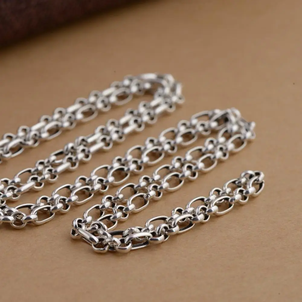 BALMORA настоящие 925 пробы серебряные Простые DIY цепочки ожерелья для мужчин женщин Пара Ретро крутые модные аксессуары 22-32 дюйма