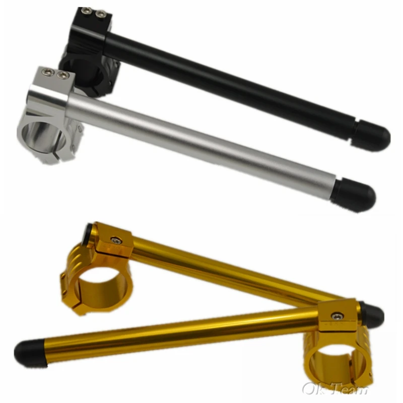 2pcs Universal Racing Adjustable CNC 48/50/51/52/53MM Clip On Ons Fork Handlebars Handle Bar for Cafe Racer Motorcycle Black God |
