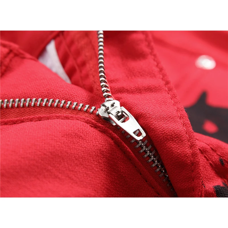 New Digital Print Pants Jeans Men's Body Trousers Fashion Elastic Feet Red Casual Pants Skinny Jeans Men Streetwear 2018