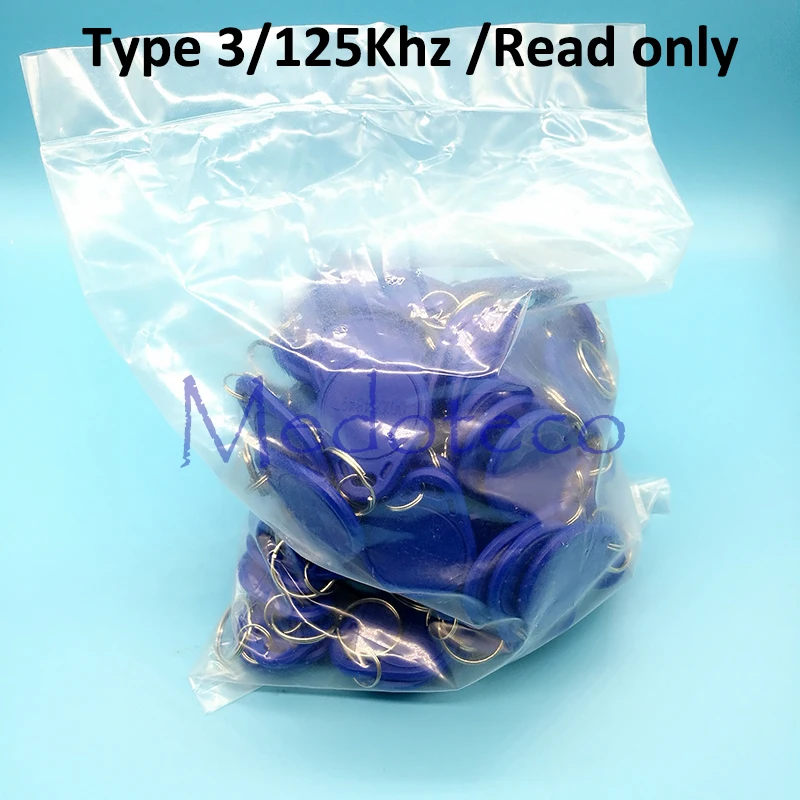 100 шт. Тип 3 125 кГц брелоки карты синий TK4100 Чип брелок только для чтения ключ-цепная карта для системы контроля доступа только ключ