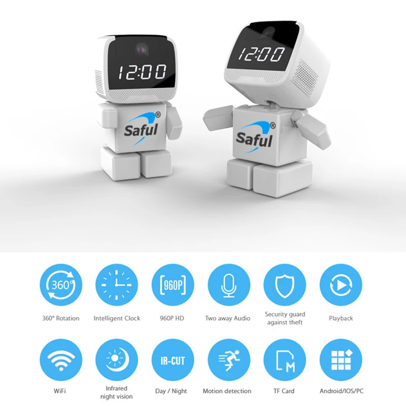 

Saful 960P Robot WIFI IP Camera wireless Baby Monitor 1.3MP Wireless CCTV Audio PTZ IR Night Vision Remote Home Smart Monitoring