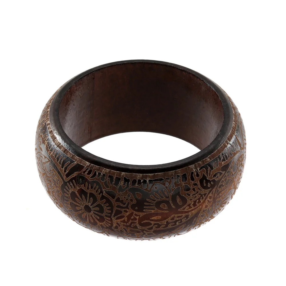 GZBEIYANG винтажный Африканский резной узор Круглый DIY натуральный деревянный простой браслет деревянный браслет ювелирные изделия браслеты для женщин/мужчин