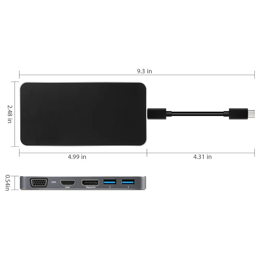 JZYuan type C 7 в 1 док станция для ноутбука USB к HDMI DisPlayPort VGA видео конвертер с 3 0 PD Macbook