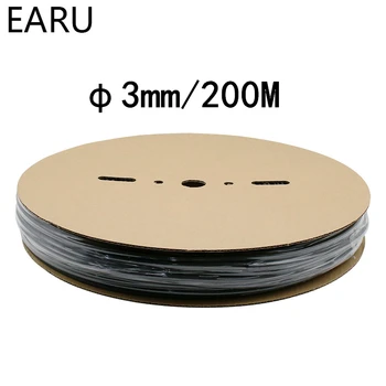 

1 Roll 200 meters Reel 2:1 Black 3mm Diameter Heat Shrink Heatshrink Tubing Tube Sleeving Wrap Wire Sell DIY Connector Repair