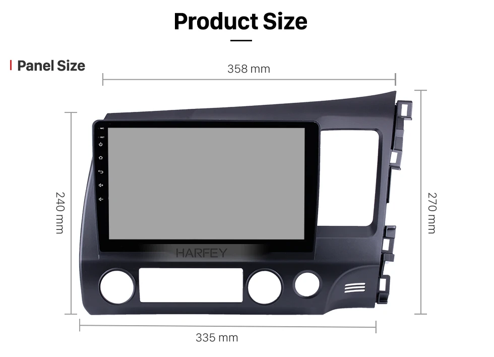 Top Harfey 2 Din 10.1" Android 6.0/7.1/8.1 Car Multimedia Player Radio For HONDA CIVIC RHD 2006-2011 GPS Navi Touchscreen Bluetooth 18
