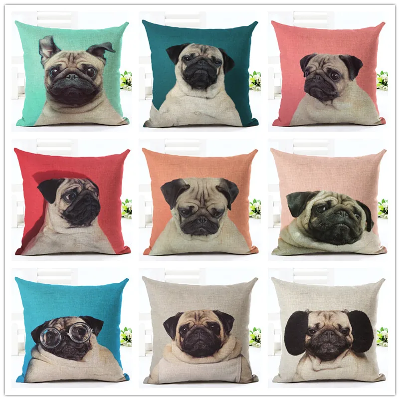 Dog Printed Cotton Linen Pillowcase Decorative Pillows Cushion Use For