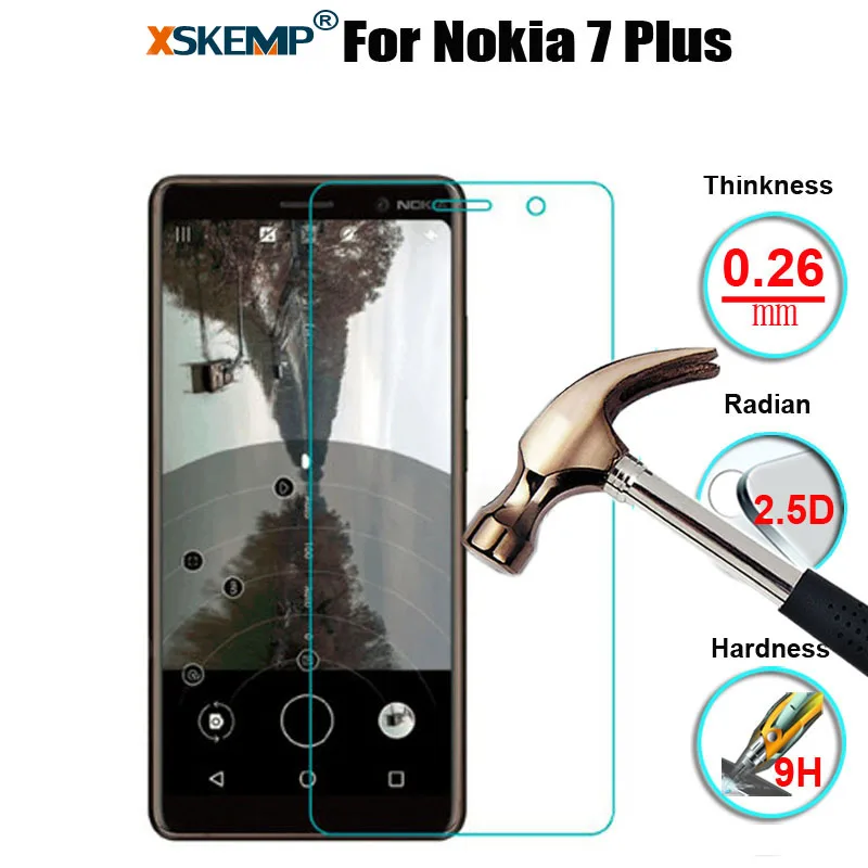 

XSKEMP 2.5D 9H Hardness Real Tempered Glass For Nokia 7 Plus Ultra Clear Shockproof Screen Protector Film Tough Protective Cover