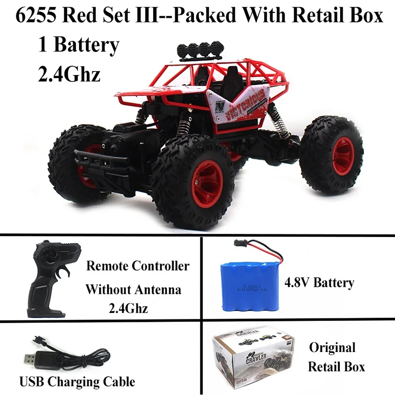 Новое поступление, Радиоуправляемый автомобиль, 1:16, рок-гусеничный, 4WD Электрический Радиоуправляемый автомобиль для мальчиков, детский подарок, 6255 - Цвет: 6255-Red Set 3