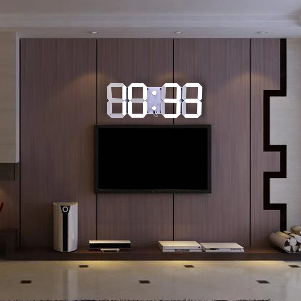 

Remote Control Digital LED Wall Clock Alarm Stopwatch Thermometer Countdown Calendar for Bedroom Home Decor Office