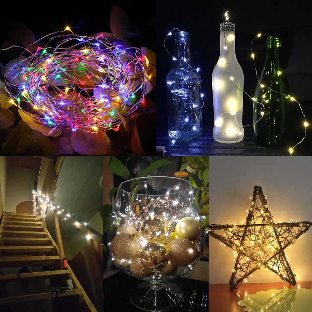 Excellux кнопка на батарейках 2 м 20LED Серебристая проволока Праздничная сказочная