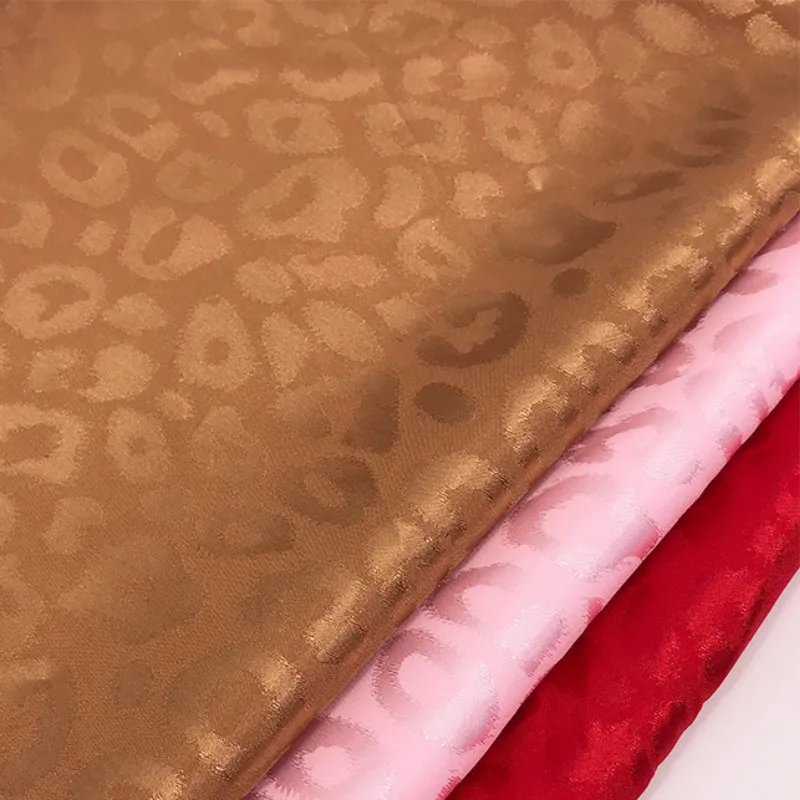 

2019 New Bright Color Satin Leopard Cloth Plain Weave Satin Fabric Textile Material Shirt Cheongsam Apparel Fabric